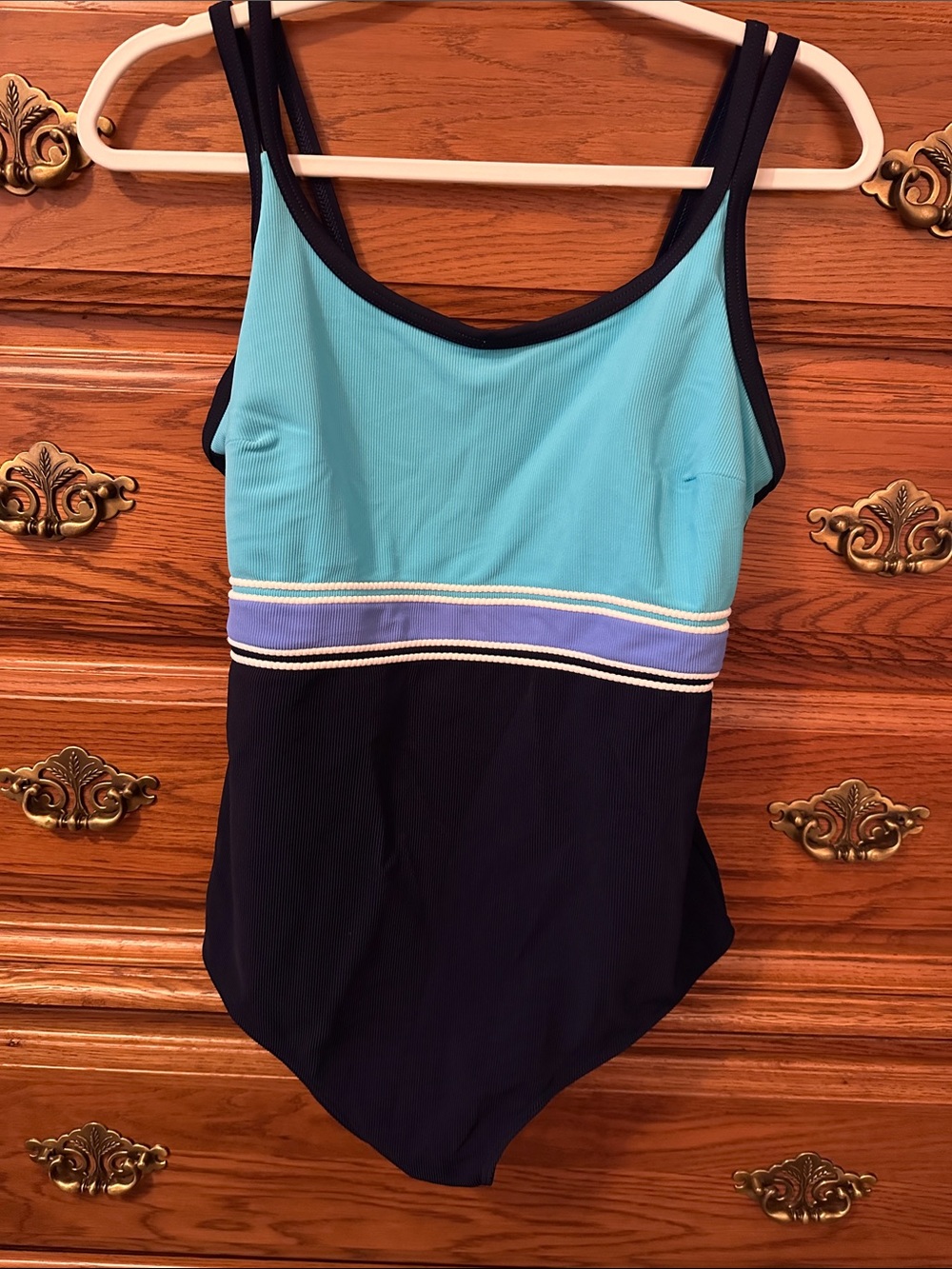 Christina Navy and Beige Swimwear with Contrast Stitching